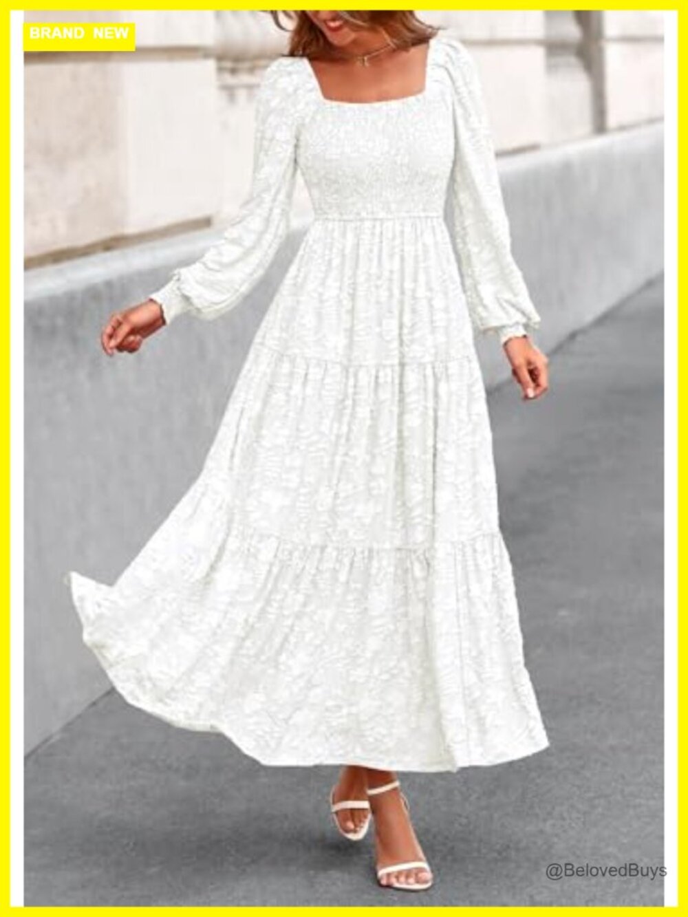 KIRUNDO Women's Long Sleeve Smocked Floral Maxi Dress Wedding Guest Formal - Picture 2 of 6